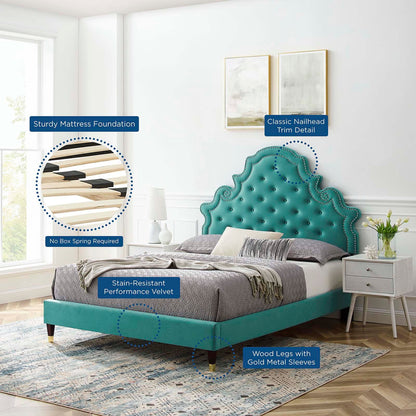 Gwyneth Tufted Performance Velvet Queen Platform Bed