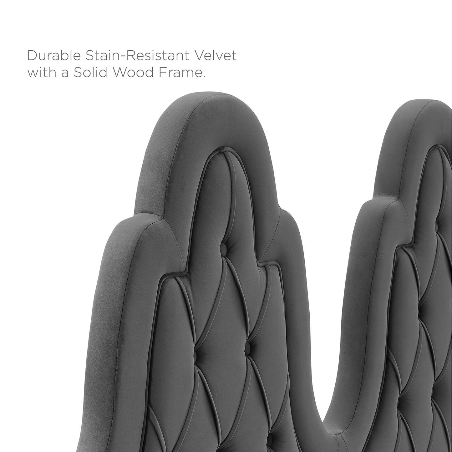 Alexa Tufted Performance Velvet Full Platform Bed - Black Wood Legs