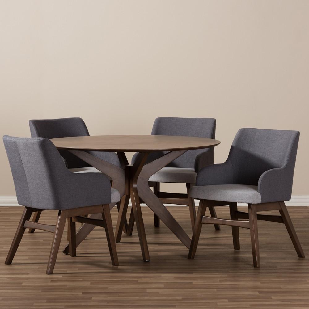 Montreal Mid Century Round 5 Piece Dining Set EMFURN