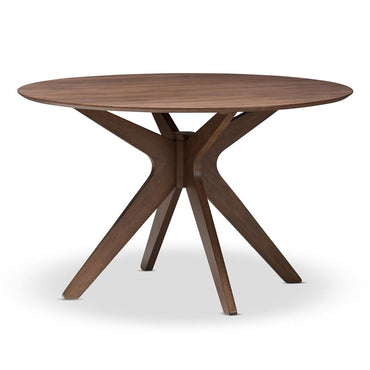 Snap Mid-Century Walnut Wood 47-Inch Round Dining Table - living-essentials