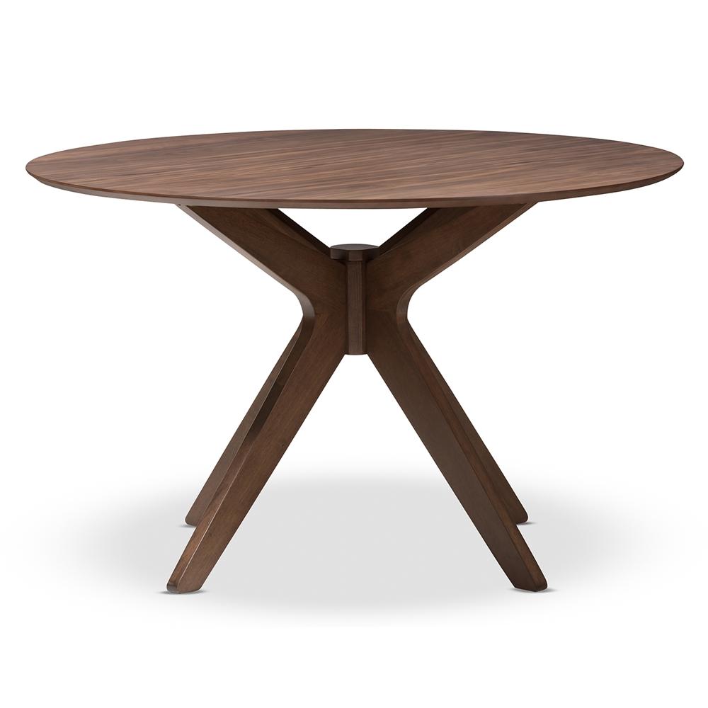 Snap Mid-Century Walnut Wood 47-Inch Round Dining Table - living-essentials