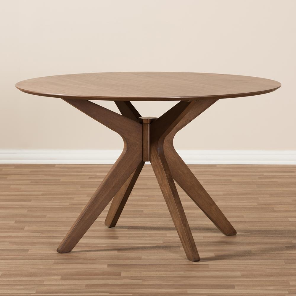 Snap Mid-Century Walnut Wood 47-Inch Round Dining Table - living-essentials