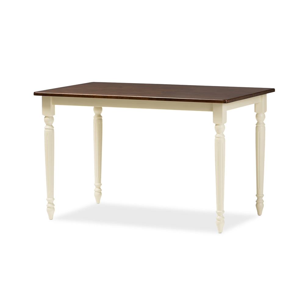 Napoleon French Country Cottage Buttermilk and "Cherry" Brown Finishing Wood Dining Table