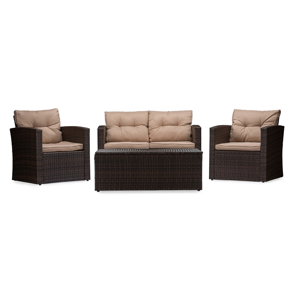 Indira 4-Piece PE Rattan Outdoor Loveseat Set - living-essentials