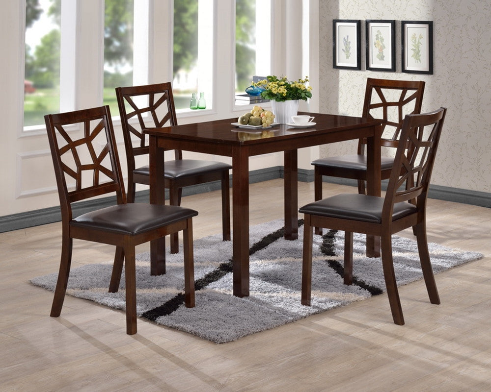 Oliwier Black Leather Contemporary 5-Piece Dining Table Set - living-essentials