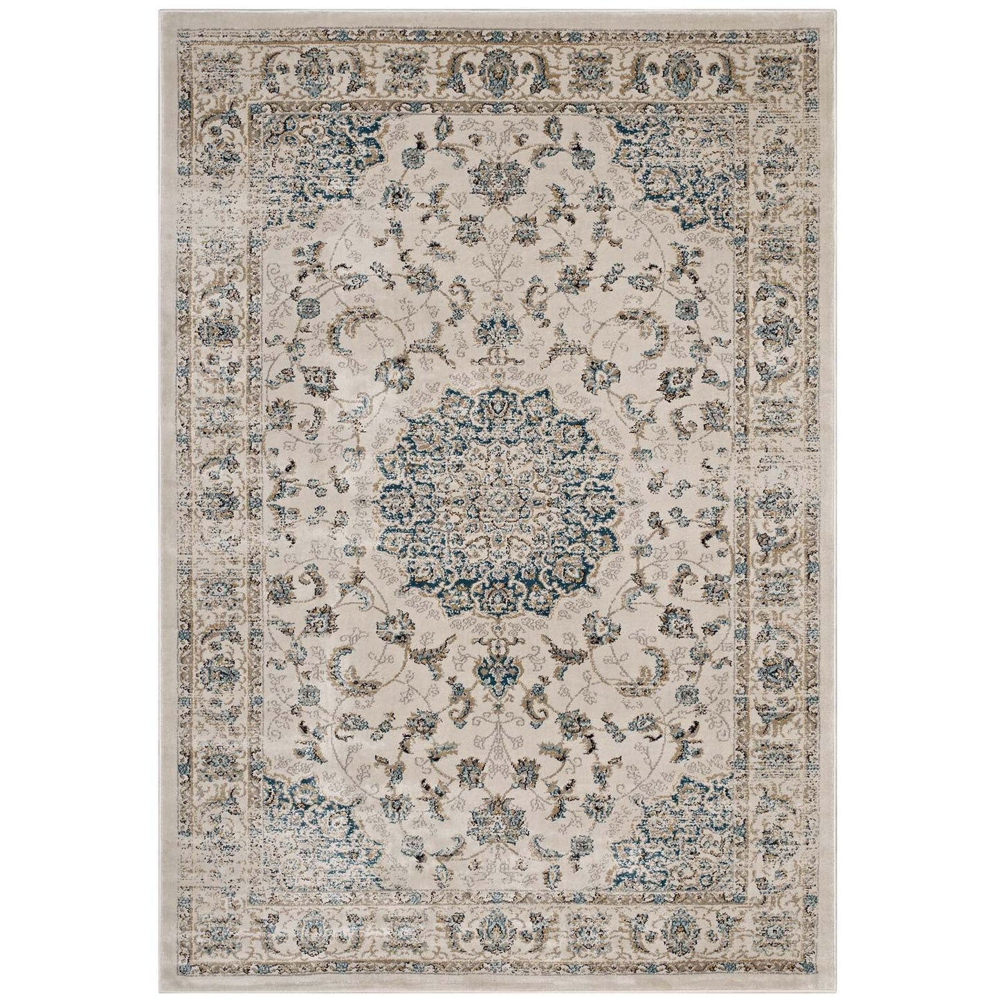 Abby 5x8 Distressed Vintage Persian Medallion Area Rug