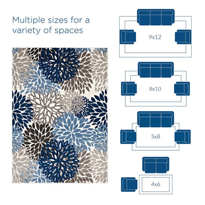 Catalina 4x6 Vintage Classic Abstract Floral Area Rug