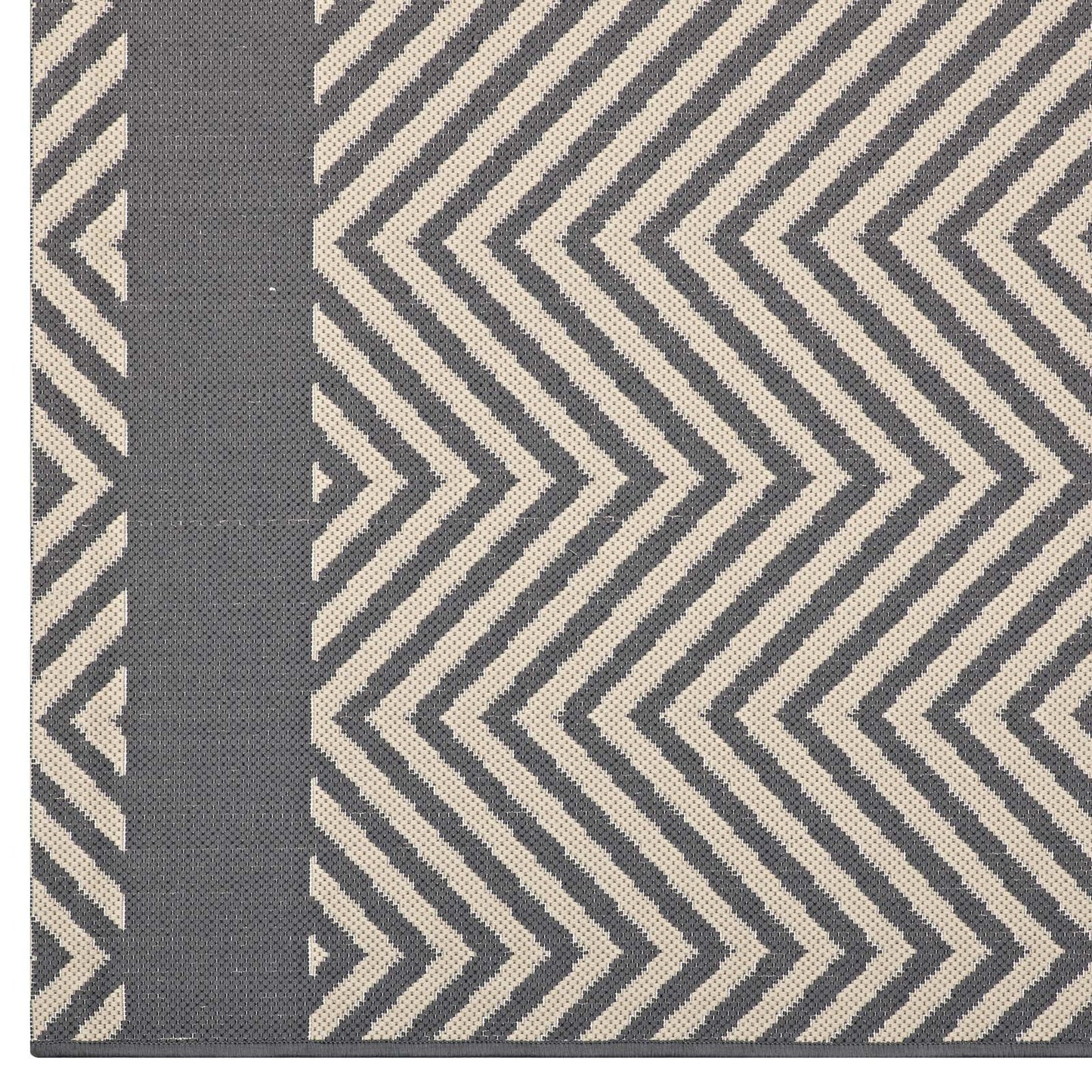 Alexi Chevron With End Borders Indoor and Outdoor 5x8 Area Rug
