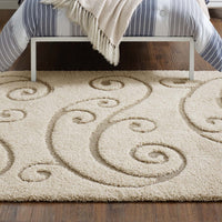Jubilant Sprout Scrolling Vine Shag 8x10 Area Rug