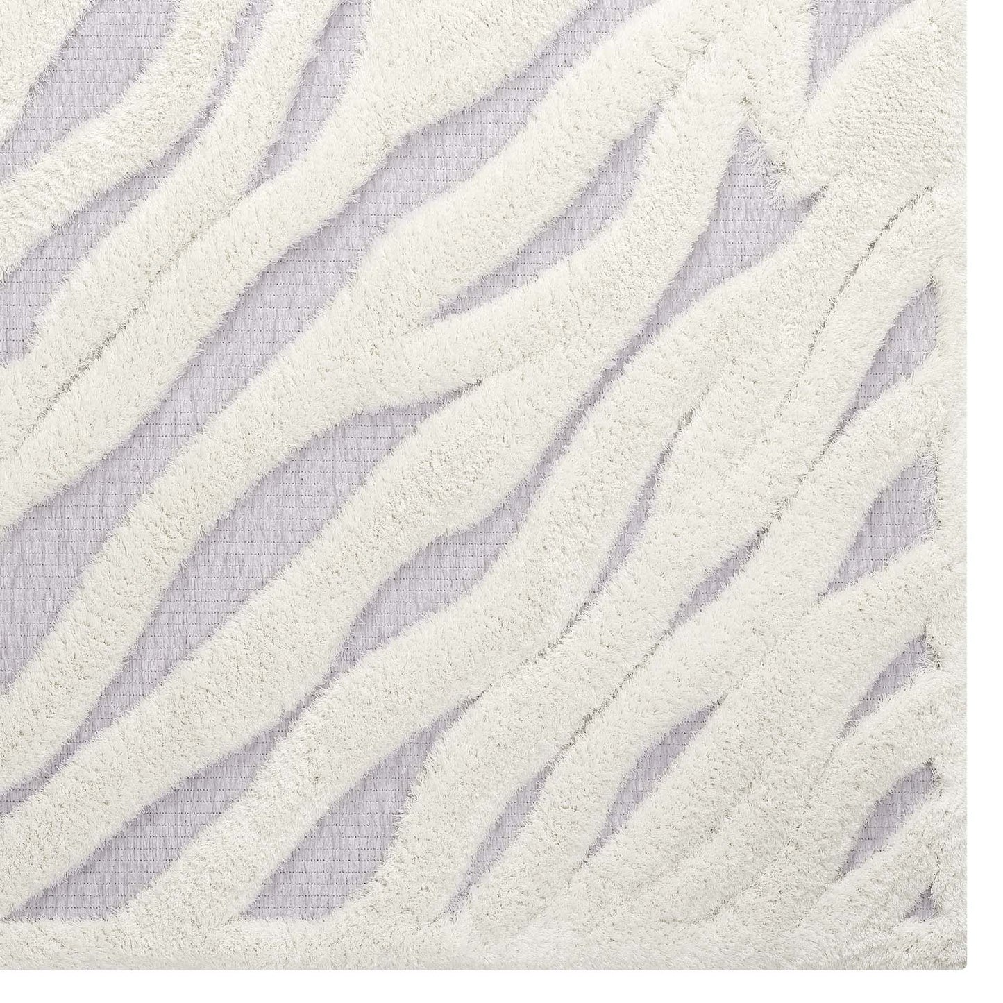 Whimsical Current Abstract Wavy Striped Shag 5x8 Area Rug