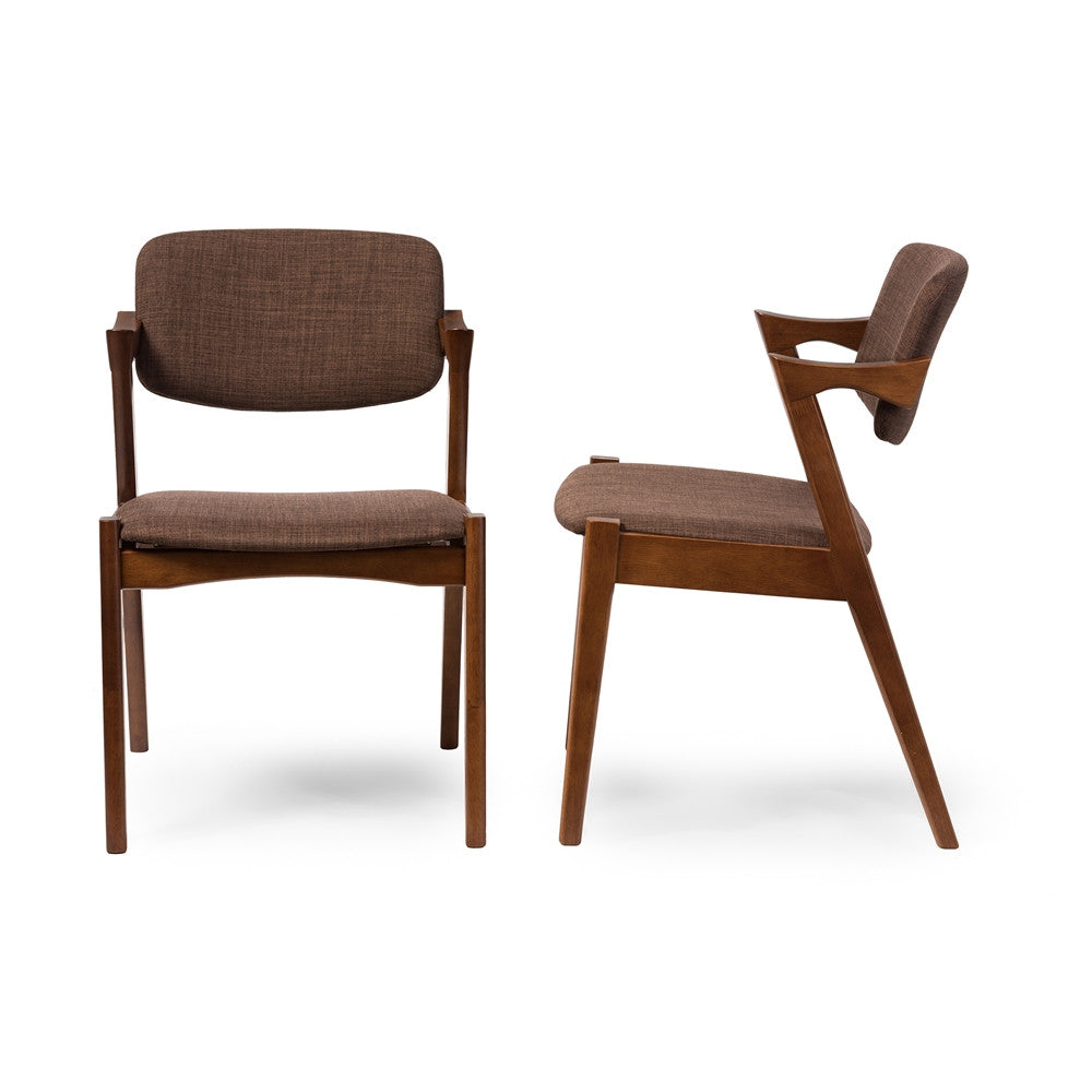 Eliza Mid-Century Dark Walnut Brown Fabric Dining Chair - living-essentials