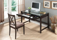 Zak Dark Brown Wood Modern Desk with Glass Top - living-essentials