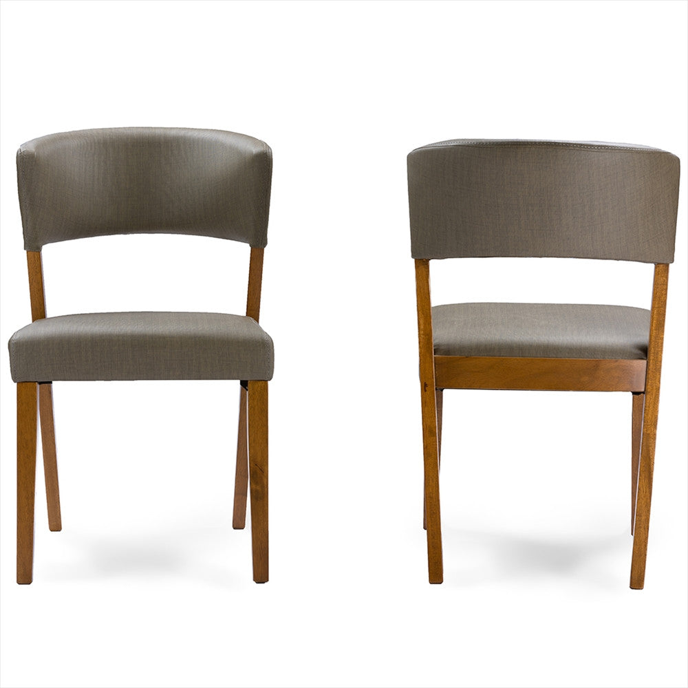 Spring Mid-Century Dark Walnut Leather Dining Chair Set of 2 - living-essentials