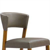 Spring Mid-Century Dark Walnut Leather Dining Chair Set of 2 - living-essentials