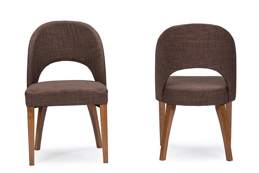 George Mid-Century Brown Fabric Dining Chair Set of 2 - living-essentials