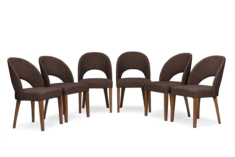 George Mid-Century Style Walnut Brown 7-Piece Dining Set - living-essentials