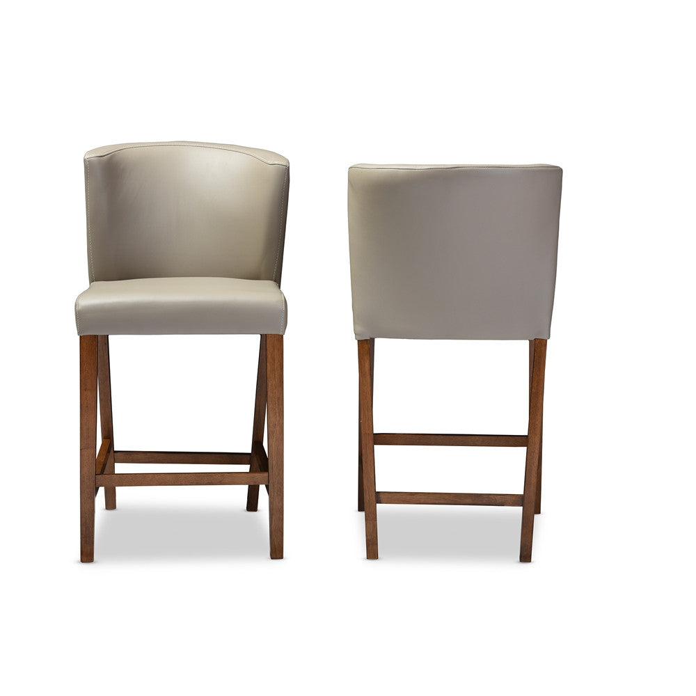 Orlando Mid-Century Grey Vinyl Counter Stool Set of 2 - living-essentials