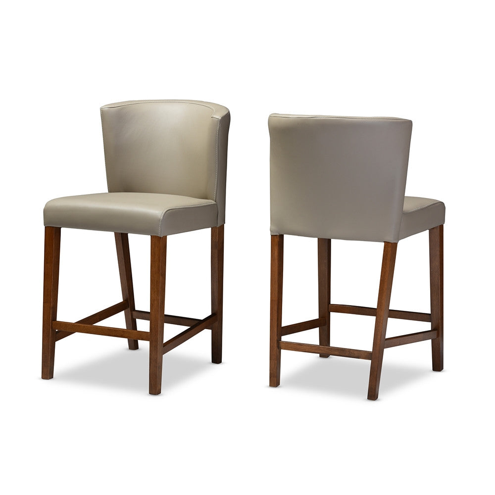 Orlando Mid-Century Grey Vinyl Counter Stool Set of 2 - living-essentials