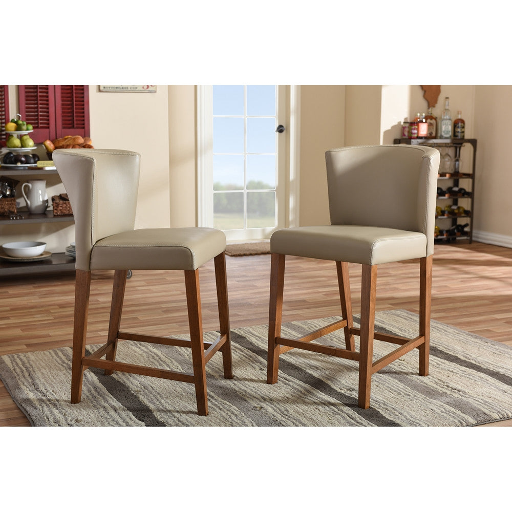 Orlando Mid-Century Grey Vinyl Counter Stool Set of 2 - living-essentials