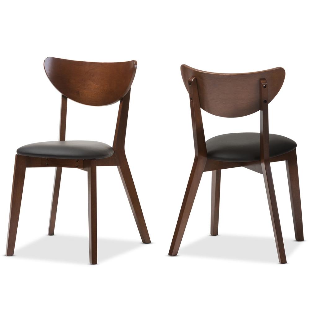 Sunny Mid-Century Walnut Brown Dining Chair Set Of 2 - living-essentials