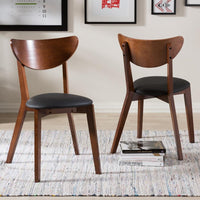 Sunny Mid-Century Walnut Brown Dining Chair Set Of 2 - living-essentials
