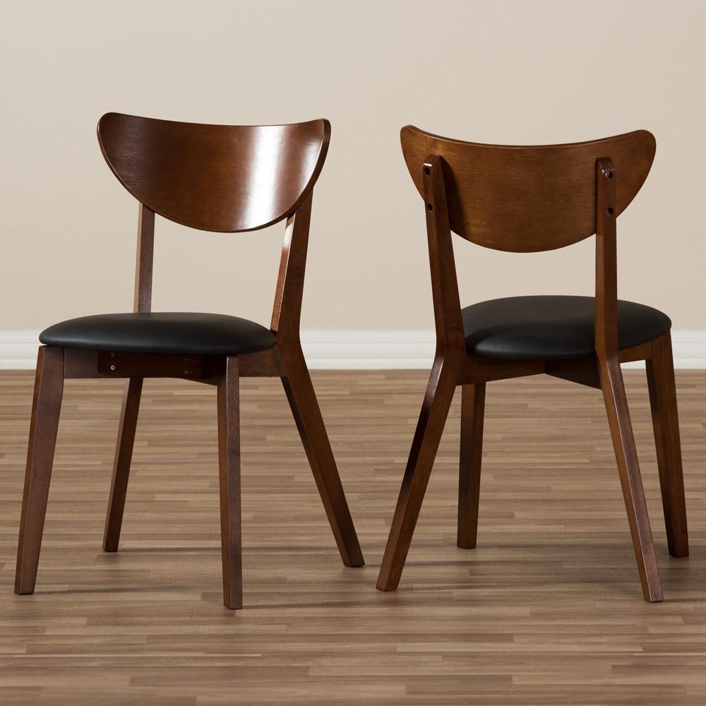 Sunny Mid-Century Walnut Brown Dining Chair Set Of 2 - living-essentials
