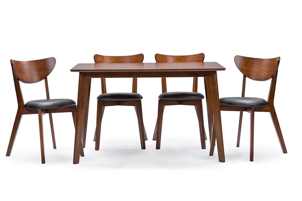 Alexandre Walnut Brown Mid-Century Style 5-Piece Dining Set - living-essentials