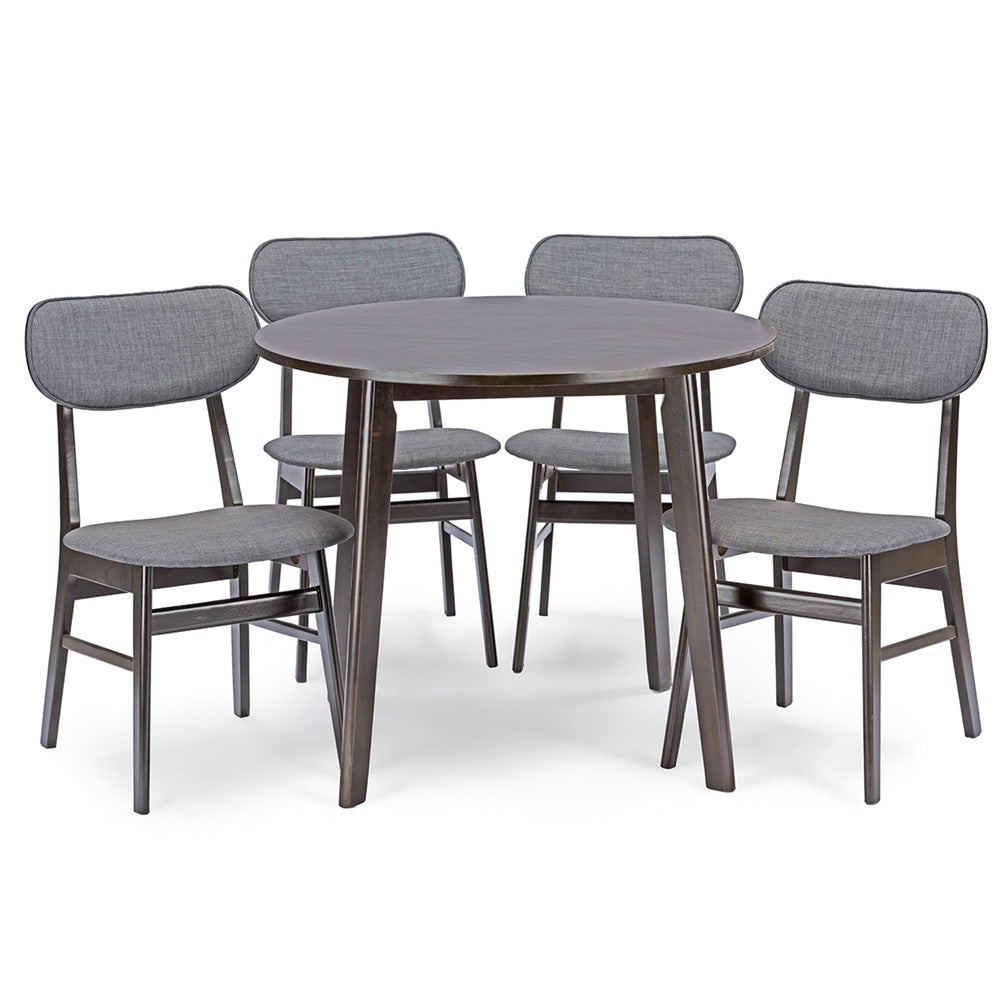 Debbie Mid-Century Dark Brown Wood 5Pc Dining Set - living-essentials