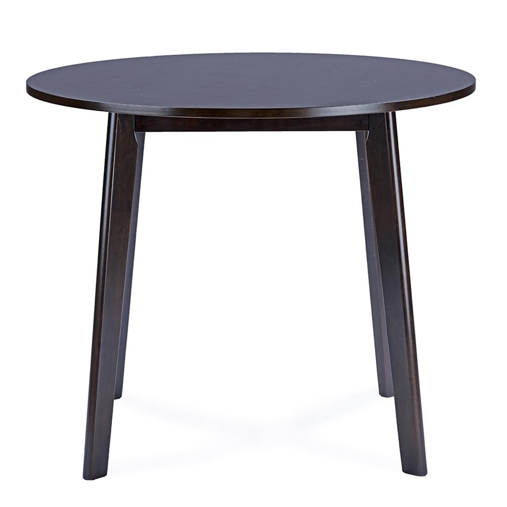 Debra Mid-Century Dark Brown Wood Round Dining Table - living-essentials