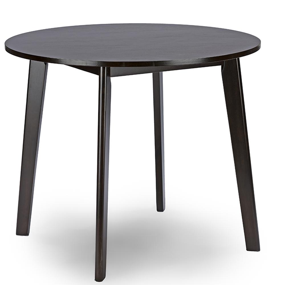 Debra Mid-Century Dark Brown Wood Round Dining Table - living-essentials