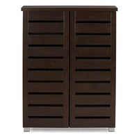 Aldwin 2-Door Dark Brown Wooden Entryway Shoes Storage Cabinet