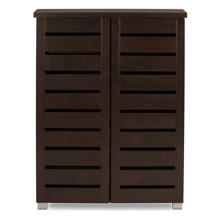 Aldwin 2-Door Dark Brown Wooden Entryway Shoes Storage Cabinet