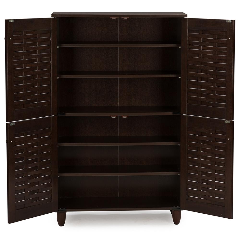 Harriette 4 Door Wooden Entryway Shoes Storage Cabinet EMFURN