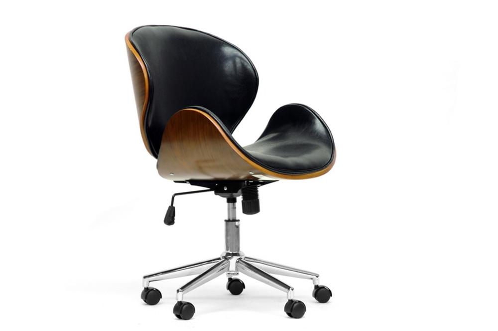 Sion Walnut and Black Modern Office Chair - living-essentials