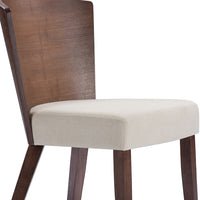 Davey Brown Wood And Khaki Fabric Modern Dining Chair - living-essentials