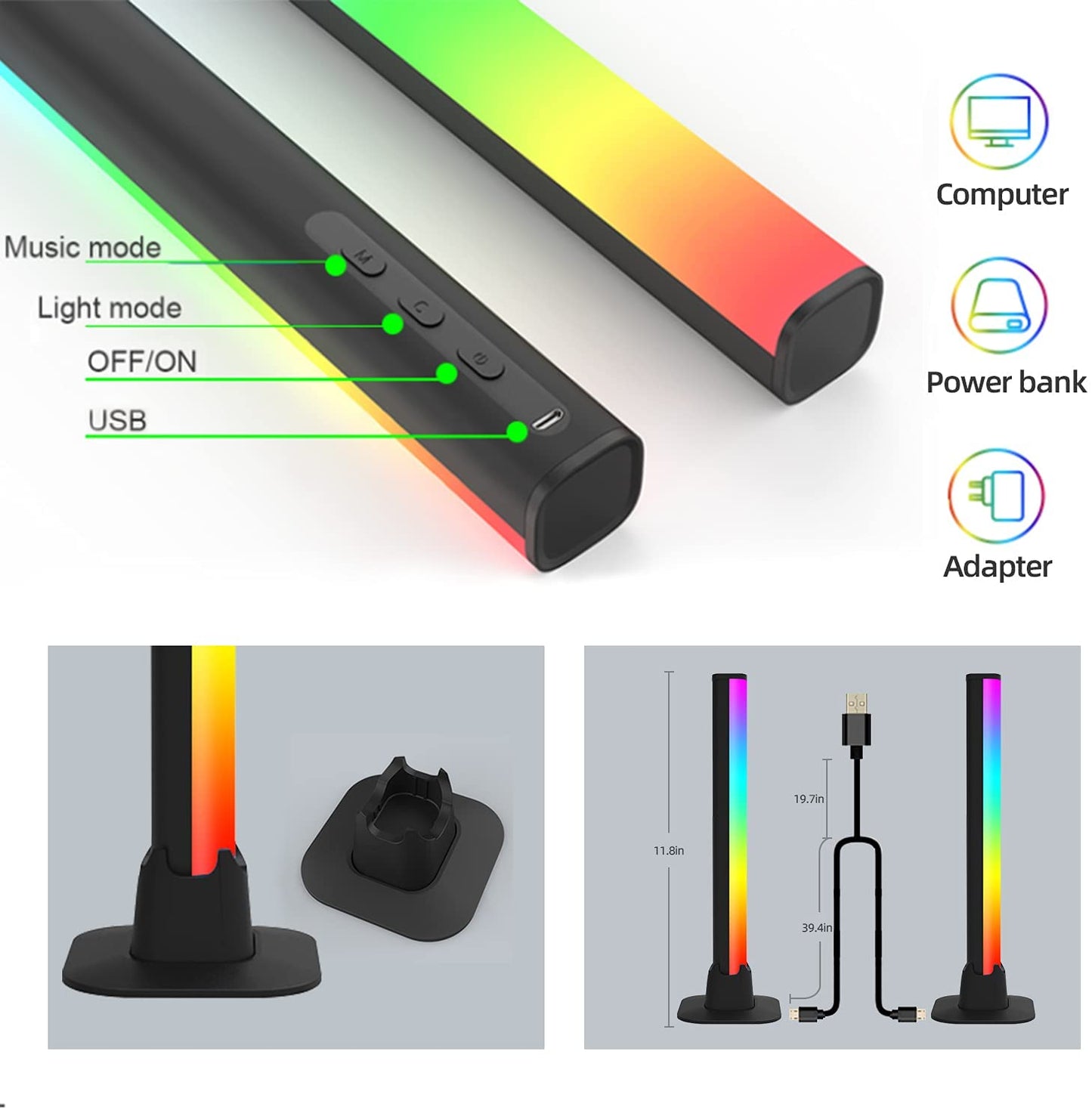 Smart RGB LED Light Bars with Bluetooth APP Control