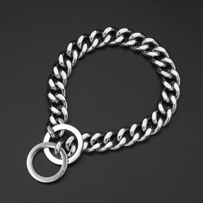 Silver Dog Chain Collar - Cuban Link Slip Chain
