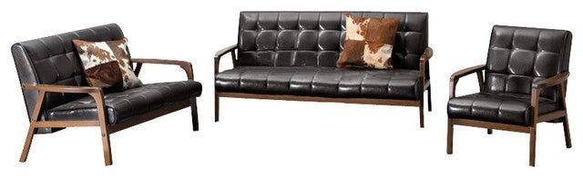 Dolly Mid Century Brown 3 Piece Sofa Set - living-essentials