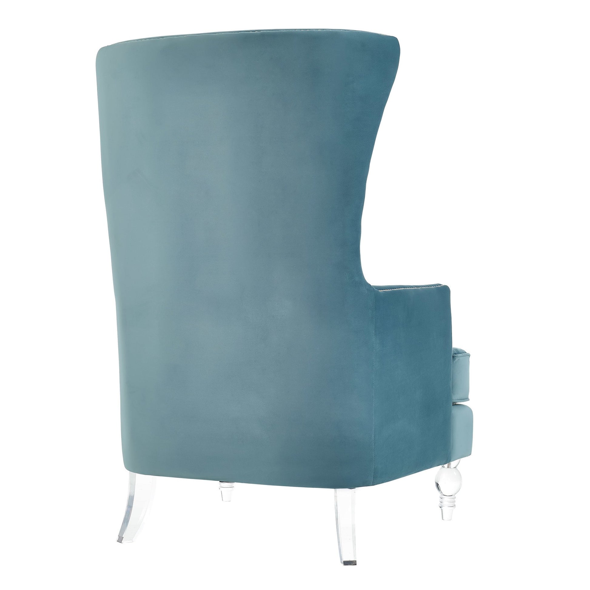 Sarah Sea Blue Velvet Armchair with Lucite Legs - living-essentials