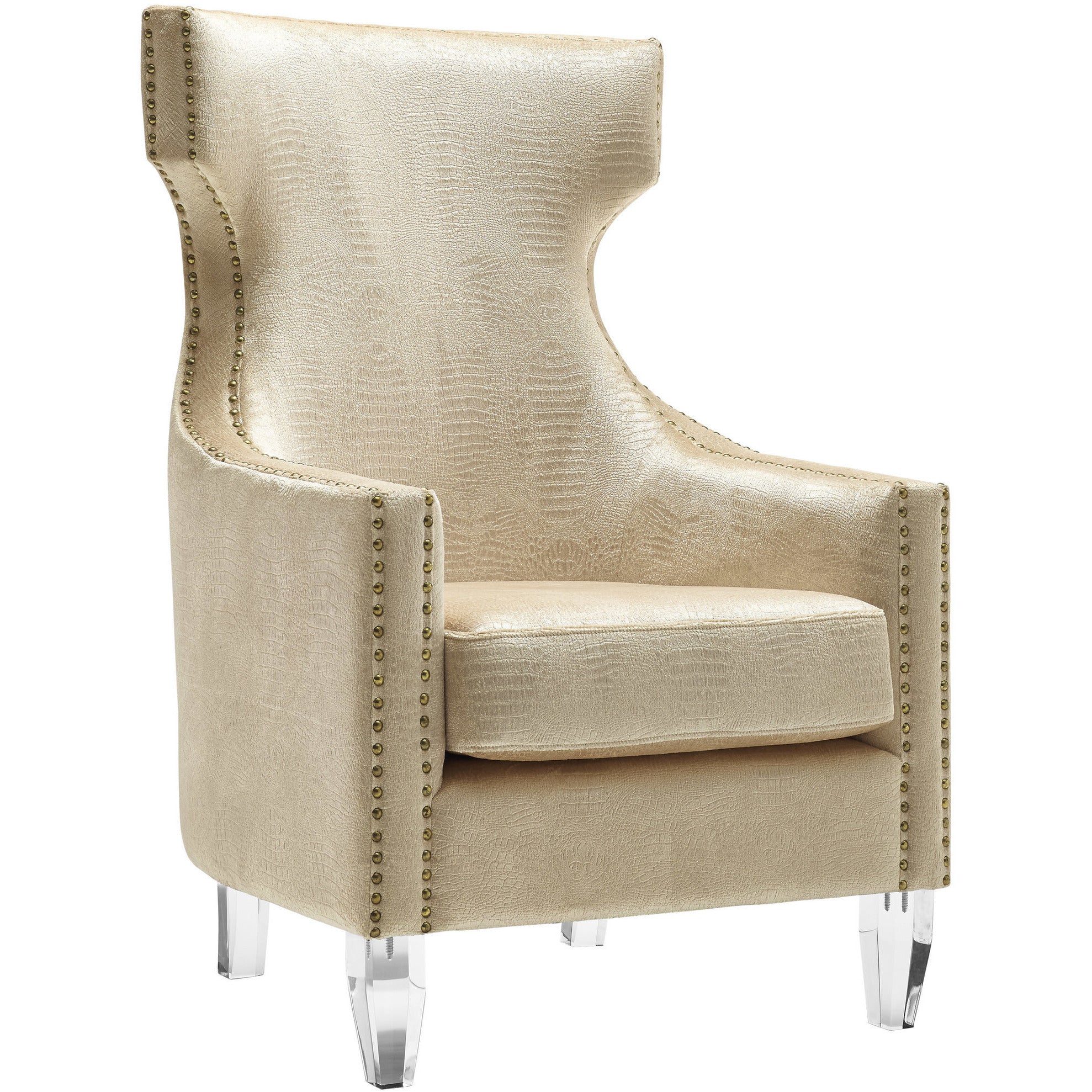 Grammer Gold Croc Velvet Wing Chair - living-essentials