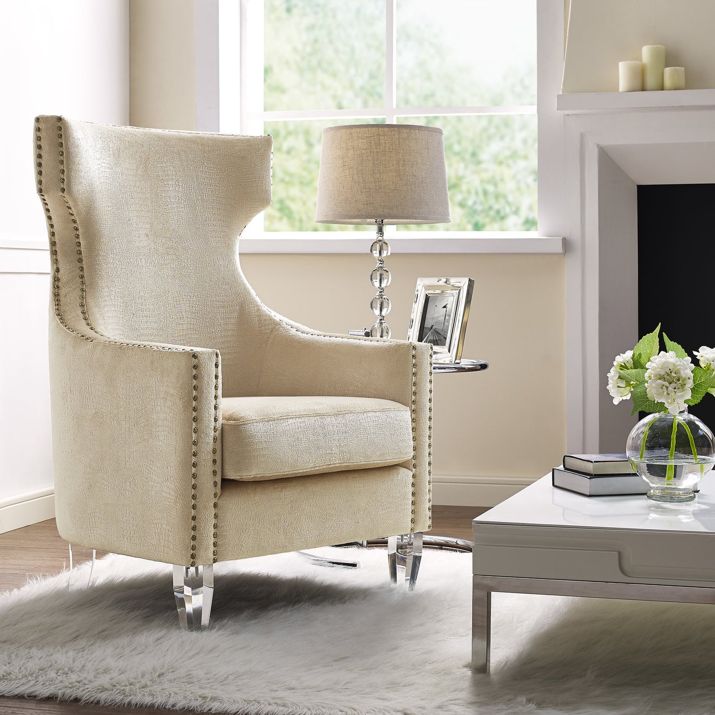 Grammer Gold Croc Velvet Wing Chair - living-essentials