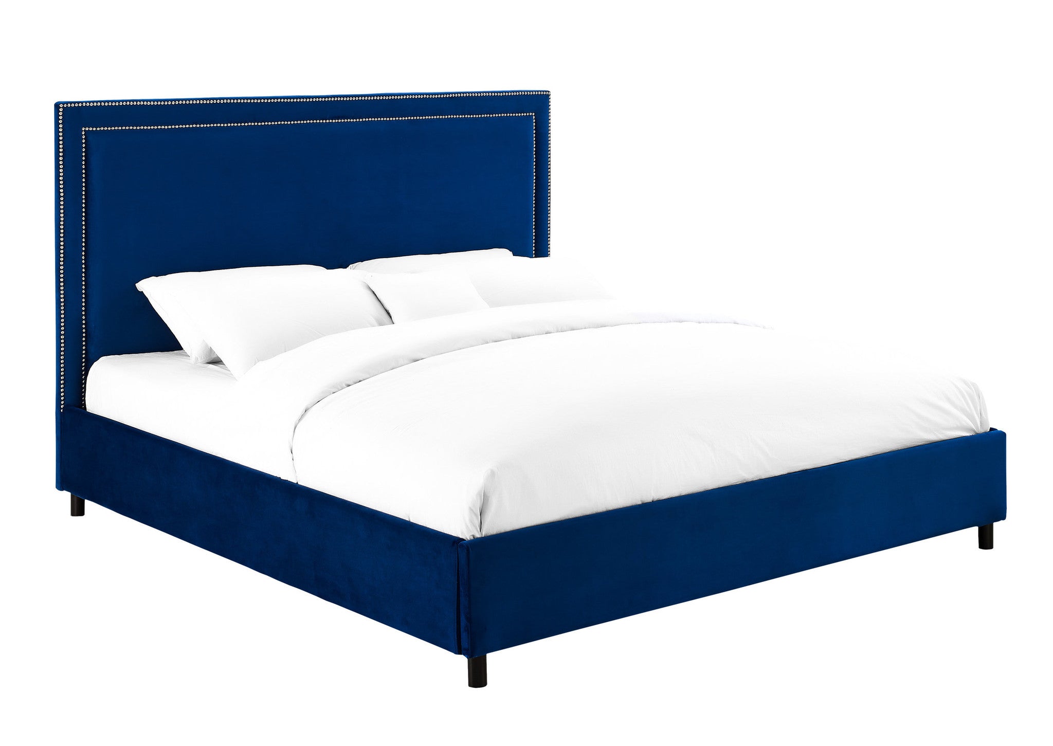 Irina Velvet Navy King Bed Frame - living-essentials