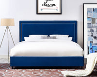 Irina Velvet Navy King Bed Frame - living-essentials