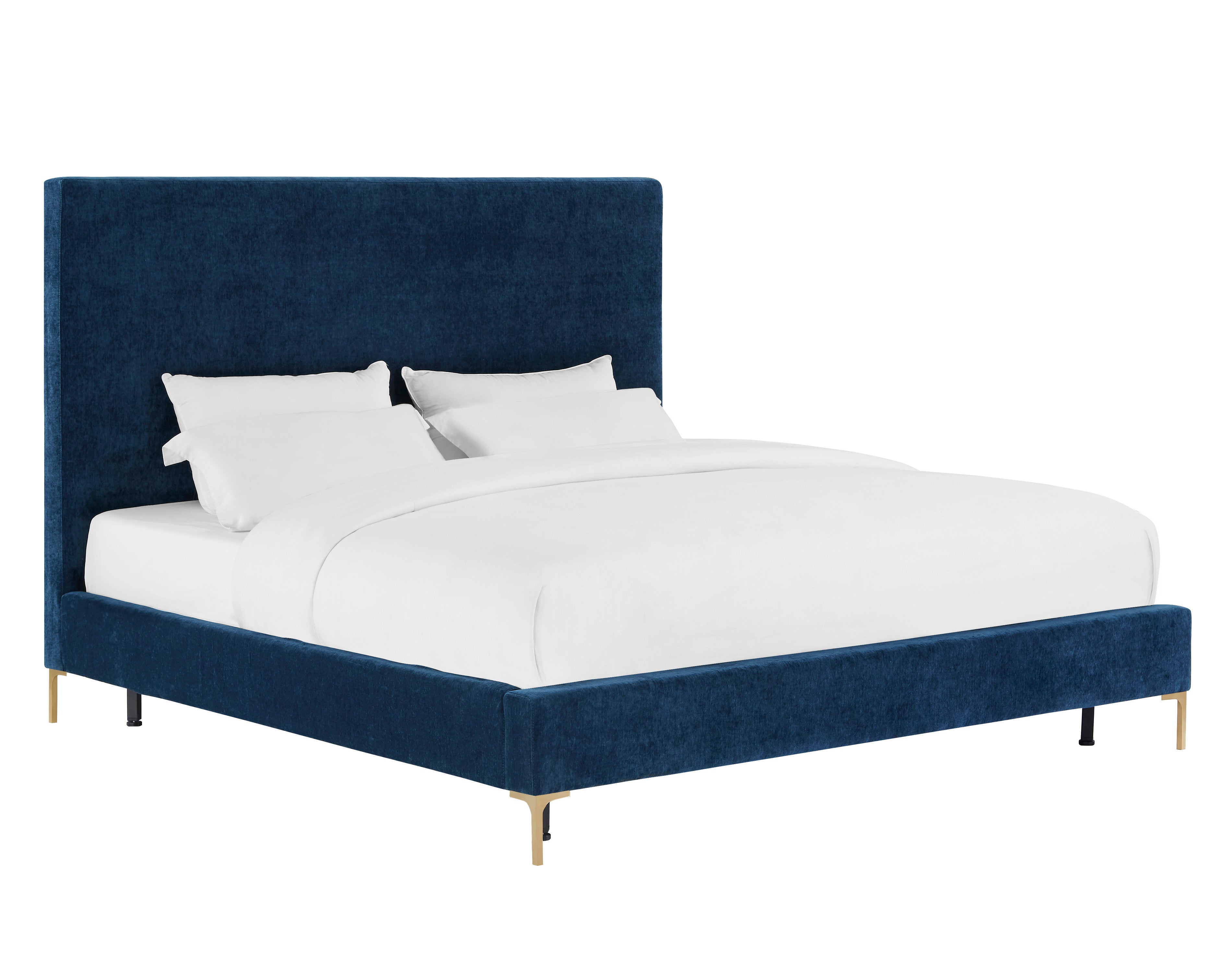 Delora king Navy Textured Velvet Bed Frame - living-essentials