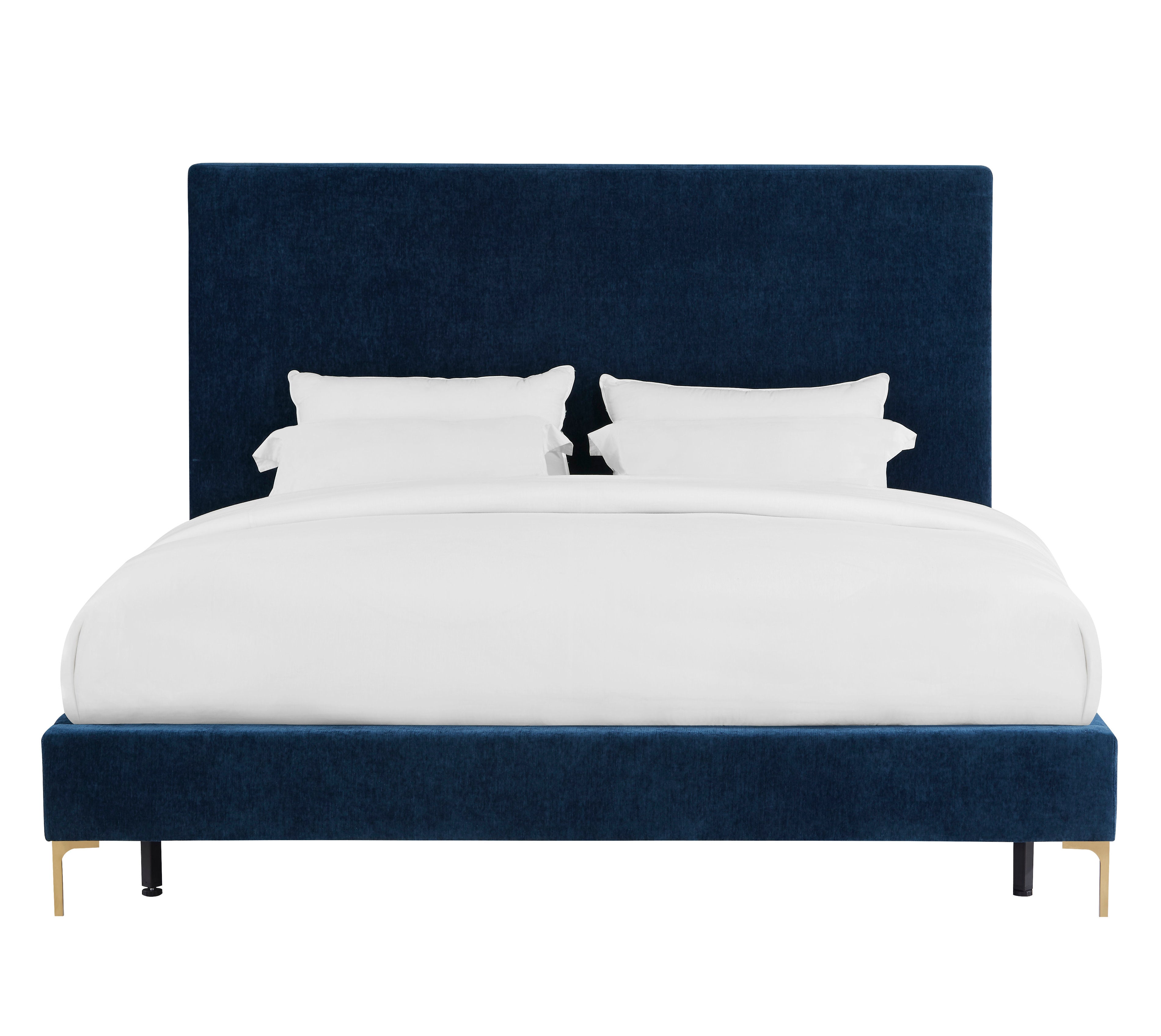 Delora Queen Navy Textured Velvet Bed Frame - living-essentials