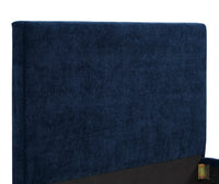 Delora Queen Navy Textured Velvet Bed Frame - living-essentials
