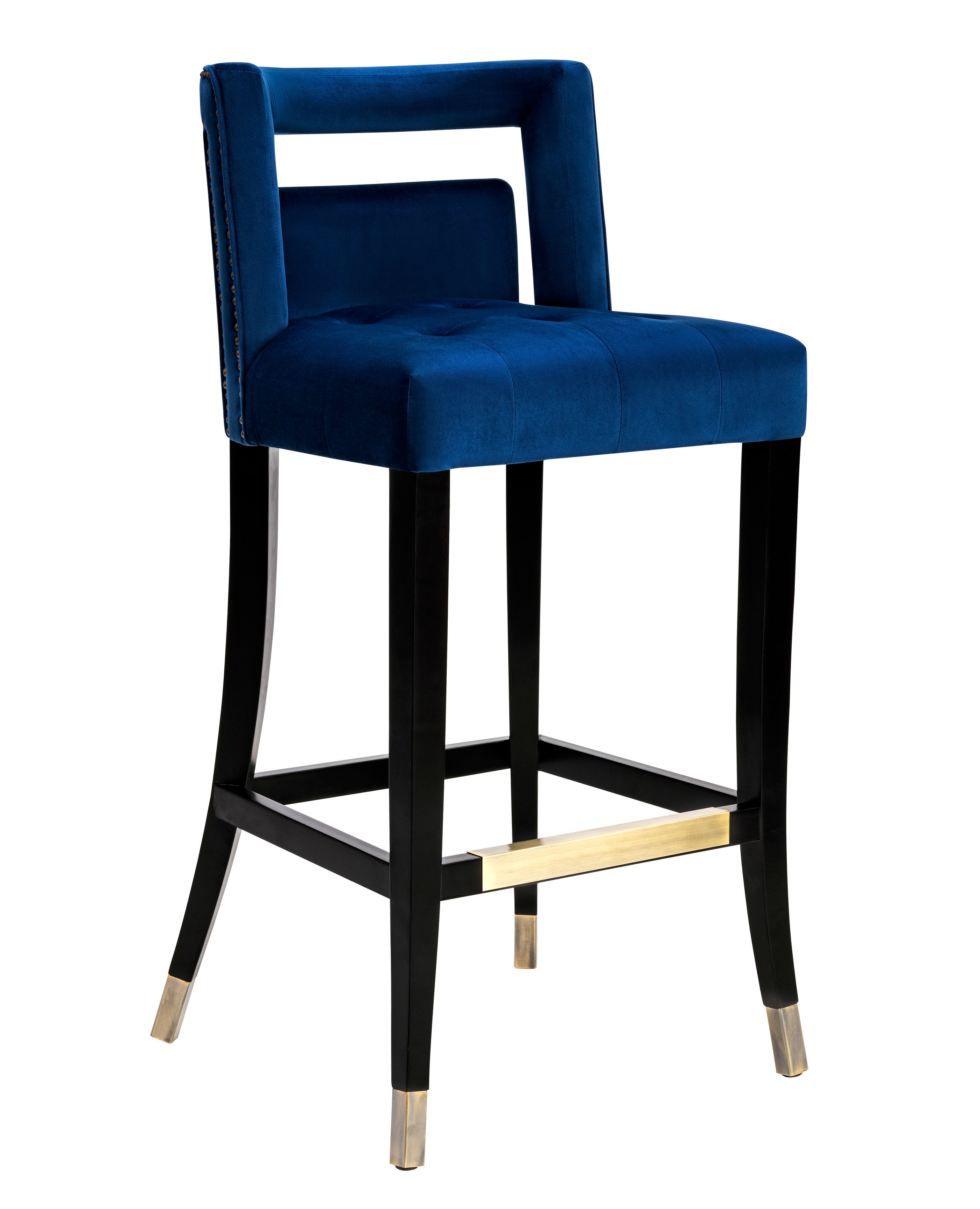 Hale Navy Velvet Bar Stool - living-essentials