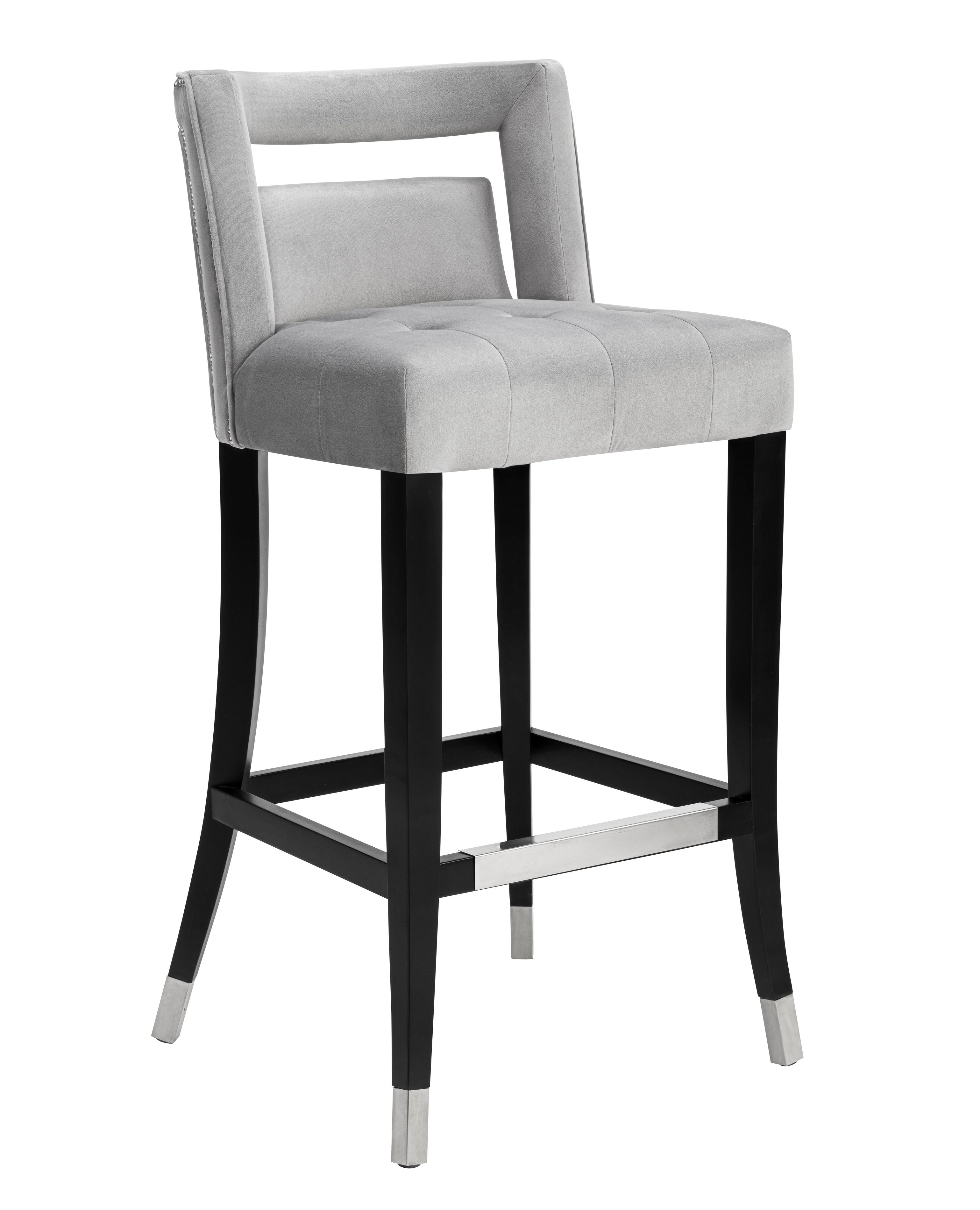 Hale Grey Velvet Bar Stool - living-essentials