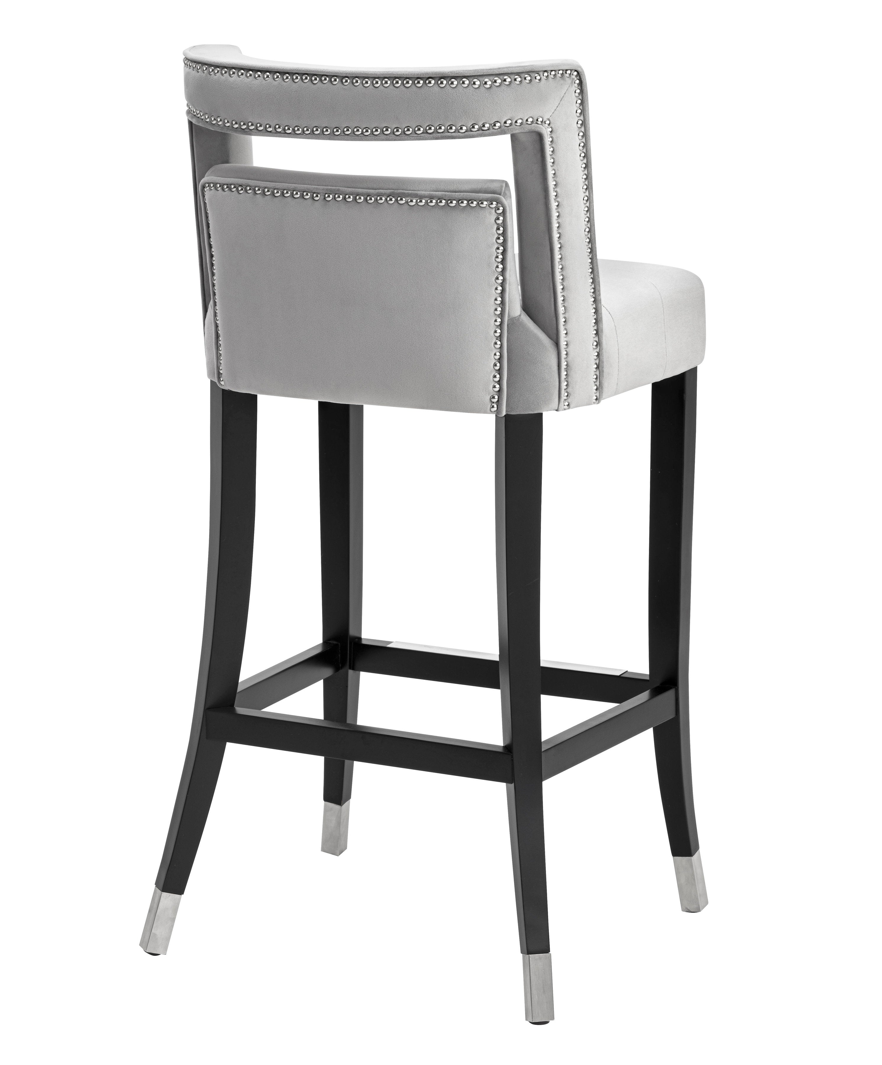 Hale Grey Velvet Bar Stool - living-essentials