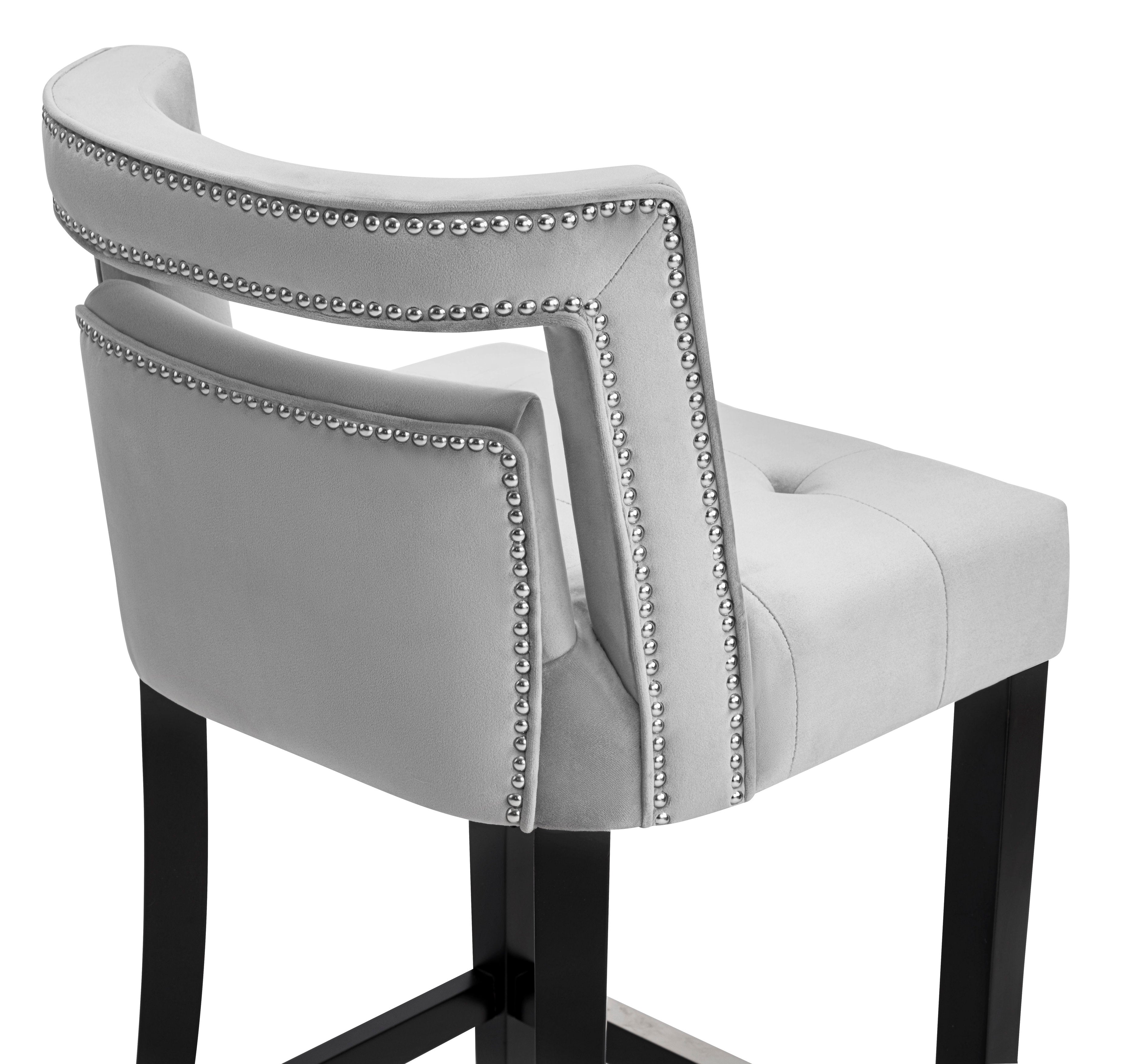 Hale Grey Velvet Bar Stool - living-essentials